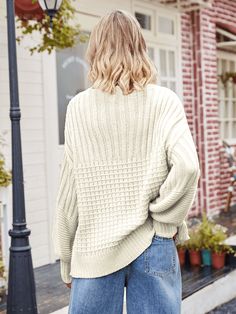 Get cozy and stylish with the Tahoe Bound Waffle Knit Sweater! Made with a soft and comfortable waffle knit fabric, this cream-colored sweater is perfect for spring. Whether you're heading out for a hike or snuggled up at home, this sweater will keep you warm and in style. (Sweater weather never looked so good!) Size Guide: Model is 5’62” tall, and has a 32.6” bust, 24.2”waist, & 35.9” hips. She is wearing a S / US 4 / AU 8. This sweater is true to size. Feature: Ribbed crew neckline, cuffs & hem. Waffled Knit Fabric. Oversized Relaxed Fit. Material: 100% Acrylic. Care Instructions: Machine wash / Cold hand wash. Cream Colored Sweater, Lantern Sleeve Sweater, Waffle Knit Sweater, Trendy Boots, Style Sweater, Cream Sweater, Short Sleeve Cardigan, Turndown Collar, Collar Top