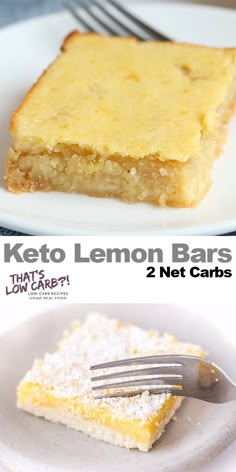 two different types of lemon bars on plates