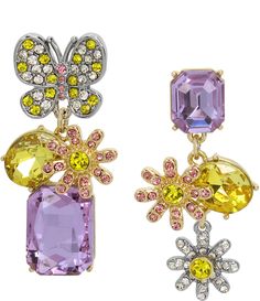 From Betsey Johnson, these earrings feature:Drop earringsMetal/glassPost closureApprox.  1.8" L x 0.9" WImported. Daisy Studs, Easter Shopping, Quilted Coverlet, Faux Stone, Luxe Gifts, Floral Earrings, Dillard's, Pharmacy Gifts