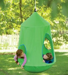 HugglePod™ HangOut Indoor/Outdoor Hanging Chair - comes with built in lights, so cool. Outdoor Hanging Chair, Cool Swings, Kid Friendly Backyard, Hanging Chair Outdoor, Backyard Playground, Have Inspiration, Outdoor Swing, Backyard For Kids