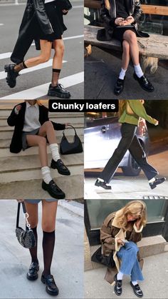 Chunky Loafers Outfit Style, Loafers Outfit Winter, Mocassin Outfit, Chunky Loafers Outfit, Walking On The Street, Outfit Retro, Fashion Attire