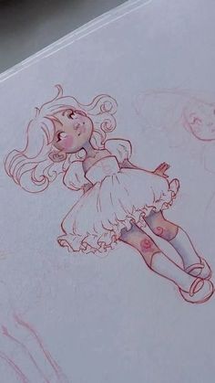 a drawing of a girl in a dress