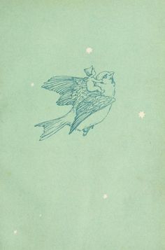 a drawing of a bird flying in the sky with stars on it's back