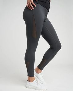 Danica Mesh Legging - Black Sand | Universal Standard Casual Nylon Leggings For Gym, Casual Nylon Tights For Yoga, Athleisure Squat Proof Athletic Yoga Pants, Micro-elastic Sweat-resistant Yoga Pants, Casual Nylon Tights For Gym, Micro-elastic Sweat Resistant Yoga Pants For Athleisure, Micro-elastic Athleisure Yoga Pants, Sweat Resistant, Sweat Resistant Micro-elastic Yoga Pants, Sporty Breathable Leggings In Recycled Polyester