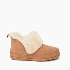 Joanne Bootie | Minnetonka Slip Resistant Shoes, Fashion Capsule Wardrobe, Moccasins Style, Sheepskin Slippers, Fur Shoes, Suede Slippers, Fashion Capsule, Cozy Sweater, Womens Boots Ankle