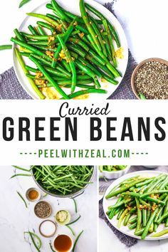 green beans with spices and seasoning on the side