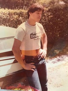 Men In Crop Tops 80s, Guy Crop Top, Crop Tops For Men, Guy In Crop Top, Crop Top Boys, 80s Guys, Crop Top Men, Boys In Crop Tops, Male Crop Top