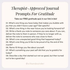 a poem that says,'therapist - approved journal prompts for gratitude '