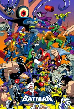 the batman animated movie poster with many characters