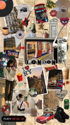 a collage of various pictures with the words london on them