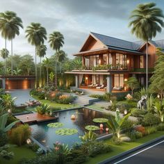 this is an artist's rendering of a tropical house