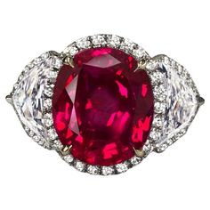 Emilio Jewelry Certified Burma No Heat Ruby Ring | See more rare vintage Three-Stone Rings at https://www.1stdibs.com/jewelry/rings/three-stone-rings Luxury Marquise Cut Ruby Ring For Anniversary, Emilio Jewelry, Blink Blink, Royal Ruby, Beaded Handbag, Minerals And Gemstones, No Heat, Three Stone Rings, Ruby Ring