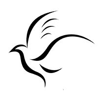 a black and white bird logo on a white background