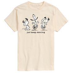 a t - shirt that says, just keep dancing with snoop and charlie on it