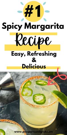 the recipe for spicy margarita is shown in this image