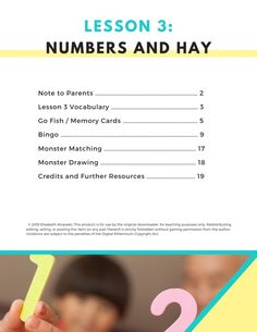 lesson 3 numbers and hay for children to learn how to use them in the classroom