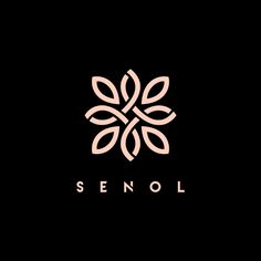 a black and pink logo with the word sen oil on it's left side