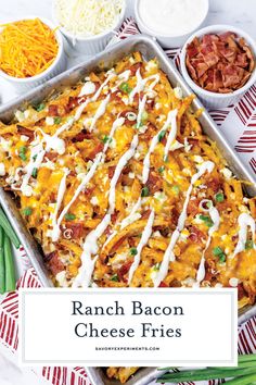 ranch bacon cheese fries in a baking pan