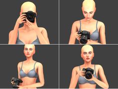 four images of a woman holding a camera