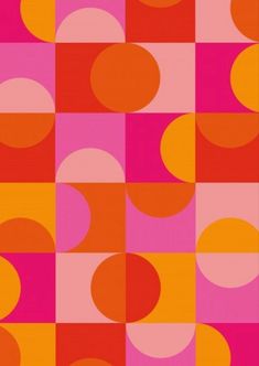 an orange and pink pattern with circles on it