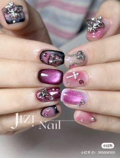 Korean Gel Nails, Pink Star Nails, August Nails, Hippie Nails, Anime Nails, Acrylic Nails Coffin Pink