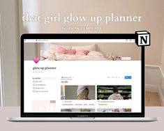 That Girl Glow Up Planner ☁️🫧💫, Aesthetic Notion Dashboard, Clean Girl Notion That Girl Notion Template, Glow Up Notion Template, Glow Up Template, Glow Up Planner, Homeschool Student Planner, Student Weekly Planner, Pink Academia