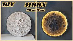 two pictures of the same moon with different details on it, one is yellow and the other is black