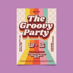 the grooy party poster on a purple background