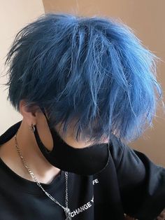 Haircuts Reference, Dark Blue Hair Men, Blue Hair Men, Ash Blue Hair, Liam Core, Blue Tips Hair, Blonde And Blue Hair, Boys Blue Hair, Sky Blue Hair