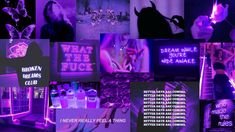 a collage of photos with purple lighting