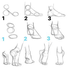 step by step instructions to draw feet and ankles for the beginner's drawing class