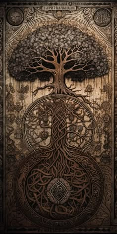 the tree of life is depicted in this intricately detailed artwork by artist markiek