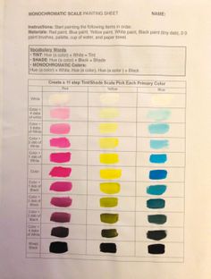 a sheet of paper that has some different colors on it and the words monochromatic scale printing sheet