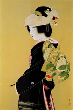 Uemura Shoen (1875-1949) Japanese Geisha, Airbrush Art