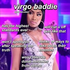 a woman in a white dress with words written on her chest and the caption, virgo badie