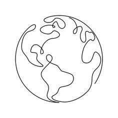 a black and white drawing of the earth with one line on it's side