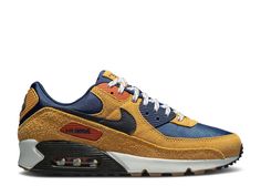 Air Max 90 'Bucktan Team Navy' - Nike - DZ5175 200 - bucktan/campfire orange/team navy/velvet brown | Flight Club Navy Nike, Flight Club, Heart Shoes, Trendy Mens Fashion, Nike Shoes Air Max, Navy Velvet, Athletic Shoe, Bad Weather, Simple Things