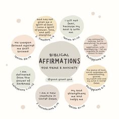 the words biblical affirmations are arranged in a circle