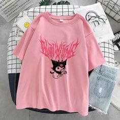 Kuromi T Shirt, Clueless Fashion, Unique Skirts, Crop Top With Jeans, Halter Top Dresses, Womens Windbreaker, Aesthetic T Shirts, Y2k Aesthetic Outfits, Hip Hop Fashion