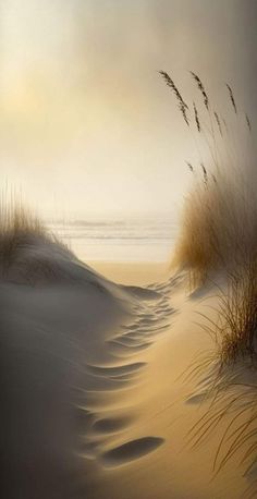 an oil painting of sand dunes and sea oats