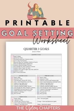 printable goal setting worksheet with the title