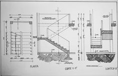 an architectural drawing shows the steps and railings