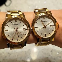 2 Burberry Gold Tone Watch Size Small And Medium(Wrist) Have Scratches Need Battery Replacement Each Watch $205 If You Will Get 2 I Will Change $ I Paid For Each $600 Purchased From Neiman M Watch For Man, Gold Watch Men, Burberry Accessories, Watch Collection, Luxury Watches, Gold Watch, Fashion Watches, Accessories Watches, Wrist Watch