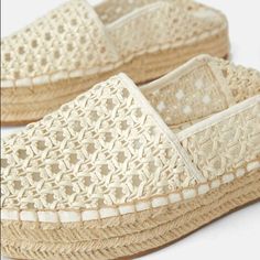 Genuine Zara New With Tag Color: Cream, Straw 1.6 Inches Platform Height, Love Woven Pattern, Reinforced Toes, Euro Size 37 Cream Straw Espadrilles With Round Toe, Cream Round Toe Straw Espadrilles, Beige Lace-up Espadrilles With Woven Sole, Straw Espadrilles With Textured Footbed And Round Toe, Straw Slip-on Espadrilles, Beige Lace-up Platform Espadrilles, Cream Espadrilles With Textured Sole For Beach, White Straw Espadrilles Casual Style, White Straw Casual Espadrilles