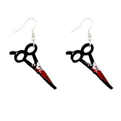 Release Your Inner Blood And Gore This Halloween Season With These Extremely Lightweight, Adorable Earrings That Bring Out Your Inner Edward Scissorhands. Shaped Like Scissors That Had A Bloody Good Day . Hair Stylists, This Would Make Your Perfect Halloween Earring. If Your Anything Like Me, You Could Release Your Inner Goth And Wear These Any Time Or The Year. Halloween Accessories Jewelry, Creepy Earrings, Vampire Earrings, Wire Hoop Earrings, Mickey Mouse Earrings, Geometric Hoop Earrings, Dream Catcher Earrings, Vintage Bohemian Style, Edward Scissorhands