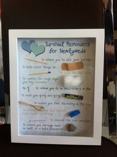 a framed poster with some writing on it that says survival reminders for newbies