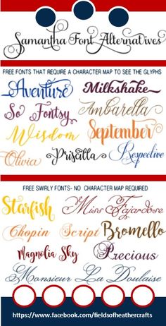 some type of font that is in different colors and sizes, including red, white, blue