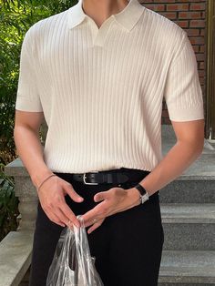 V Neck Polo Shirt, Crop Top Dress, Guys Clothing Styles, Old Money Style, Ribbed Knit Top, Fashion Fabric, Men's Grooming