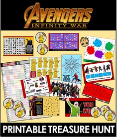 an image of the avengerss printable treasure hunt with pictures and text on it