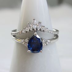 Ryze Sapphire Blue & White Cubic Zirconia .925 Sterling Silver Ring New With Tags! Size: 9 Two Bands. Main Stone: Sapphire Cz Accent Stone: White Frost Cz Msrp: $213 Unique Sapphire Wedding Rings, Blue And Silver Engagement Ring, Saphire Engament Ring Set Silver, Wedding Rings Blue Diamond, Sapphire Engagement Ring Silver, Engagement Ring With Sapphire Accents, Fantasy Wedding Rings, Fairytale Engagement Rings, Silver Sapphire Ring